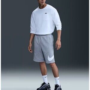 Nike Club Men’s Fleece Shorts Size L – Gray, Big Swoosh Logo